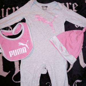 Puma baby Footie bib hat set